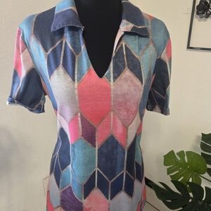 SHEIN Multicolor Geometric Blouse